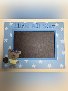 Stepping Stones Photo Frame Baby Boy Little All Star Baseball Wood 4x6” Opening